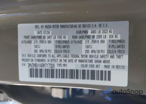 2024 Mazda Cx-30 2.5 Carbon Turbo z USA, uszkodzony, nr VIN 3MVDMBXY4RM717328